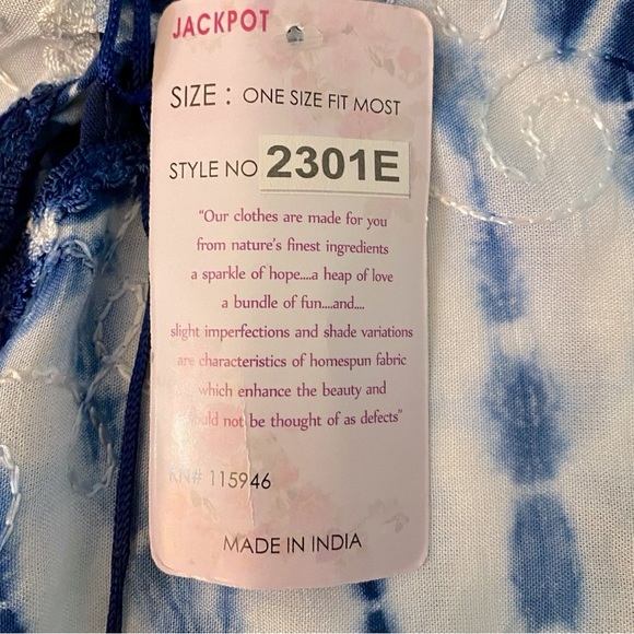 Jackpot Womens Tye-Die One Size Summer Pullover Multicolor Accents NWT - Picture 9 of 10